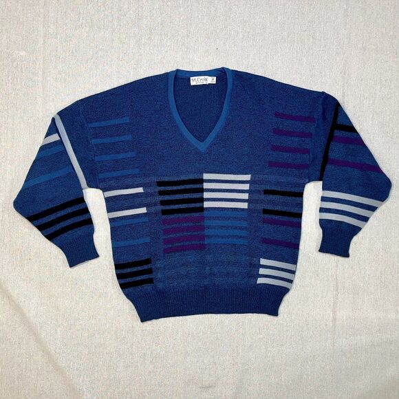 St. Croix KnitsVintage 90s Wool & Mohair Blue Long Sleeve SweaterMedium